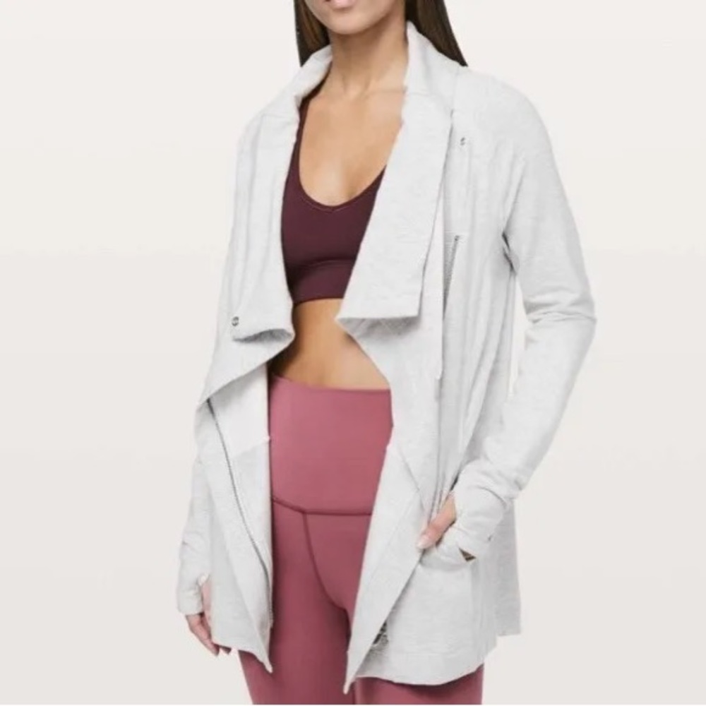 LULULEMON Coast Easy Wrap Jacket Asymmetrical Zip Up Heathered Grey SZ 6